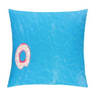 Personality  Summer Vacation. Aerial View Of Big Pink Donut In The Swimming Pool. Pillow Covers