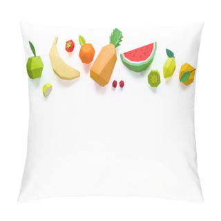 Personality  Exotic Fruits Made Of Paper On White Background Pillow Covers