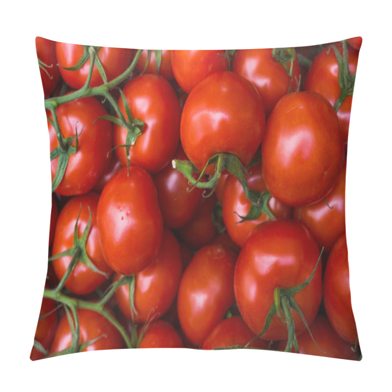 Personality  fresh tomatoes. red tomatoes background. Group of tomatoes pillow covers