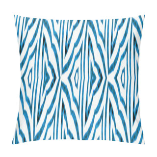 Personality  Blue Handdrawn Seamless Border Scroll. Geometric W Pillow Covers