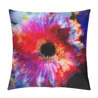 Personality  Space And Stars With Flower, Color Galaxi  Background, Computer Collage. Pillow Covers