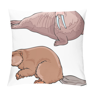 Personality  Walrus And Beaver Pillow Covers