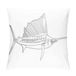 Personality  Long-snouted Sea Needle, Swordfish, Antistress Fish Coloring Page. Sea Life. Undersea World. Pillow Covers