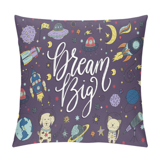 Personality  Handdrawn Lettering Quote With Galaxy Illustrations. Pillow Covers