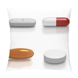 Personality  Collage Of Four Different Pills Pillow Covers