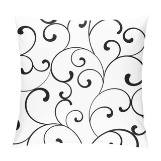Personality  Seamless Pattern With Black Swirls On A White Background Pillow Covers