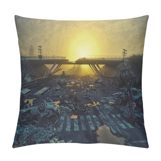Personality  Ruins Of A City. Apocalyptic Landscape. Pillow Covers