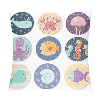Personality  Stickers Collection With Cute Sea Animals Pillow Covers