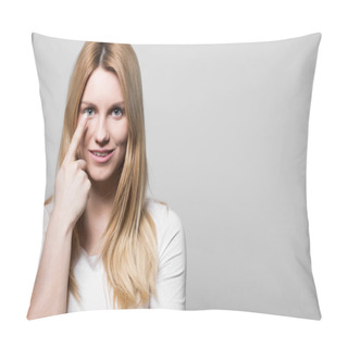 Personality  Female Applying Contact Lens Pillow Covers