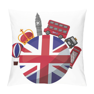 Personality  United Kingdom Flag Big Ben Bus Taxi Crown And Booth Telephone Pillow Covers