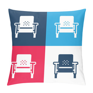Personality  Armchair Blue And Red Four Color Minimal Icon Set Pillow Covers