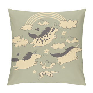 Personality  Flying Unicorns And Rainbow Pillow Covers