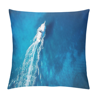 Personality  Amazing View To Yacht, Swimming Woman And Clear Water Caribbean Paradise Pillow Covers