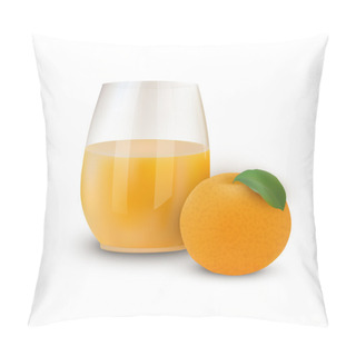 Personality  Glass Of Juice With Orange. Vector Illustration Pillow Covers