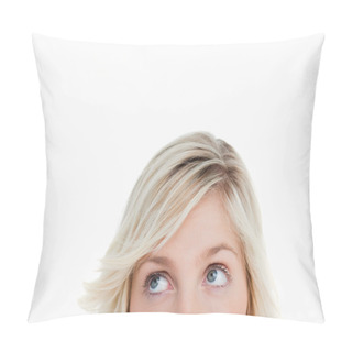 Personality  Blonde Woman's Eyes Looking Up Pillow Covers