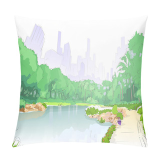 Personality  Green Park In City Pillow Covers