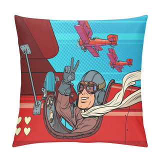 Personality  Pilot Man In The Plane Of Love. Valentines Day Pillow Covers