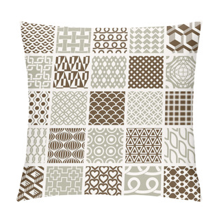 Personality  Set Of Vector Endless Geometric Patterns Composed With Different Figures Like Rhombuses, Squares And Circles. 25 Graphic Tiles With Ornamental Texture Can Be Used In Textile And Design. Pillow Covers