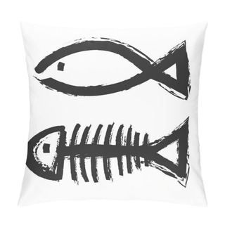 Personality  Fish Bone Skeleton Symbol Icon Logo Design Pillow Covers