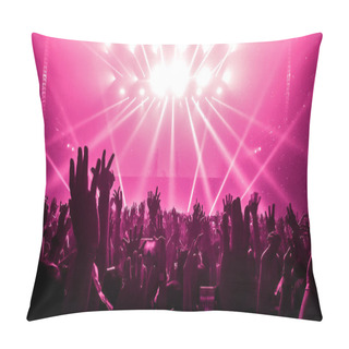 Personality  Happy People Dance In Nightclub DJ Party Concert And Listen To Electronic Dancing Music From DJ On The Stage. Silhouette Cheerful Crowd Celebrate New Year Party 2020. People Lifestyle DJ Nightlife. Pillow Covers