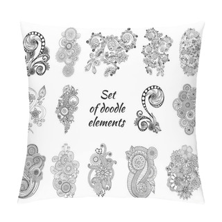 Personality  Set Of Henna Paisley Mehndi Doodles Element. Pillow Covers