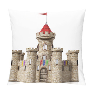 Personality  Fantastic Medieval Castle Isolated On White Background Pillow Covers