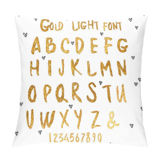 Personality  Golden Watercolor Alphabet. Pillow Covers