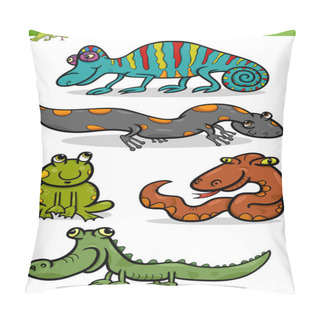 Personality  Reptiles And Amphibians Cartoon Set Pillow Covers