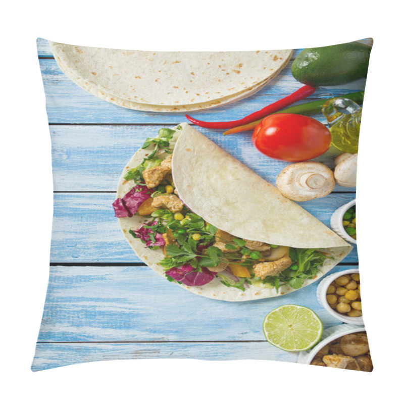 Personality  Traditional mexican chicken tortilla wrap pillow covers