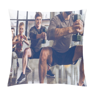 Personality  Sporty People Exercising In Gym  Pillow Covers