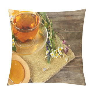 Personality  Tea And Honey On Background - Organic Food Concept Pillow Covers