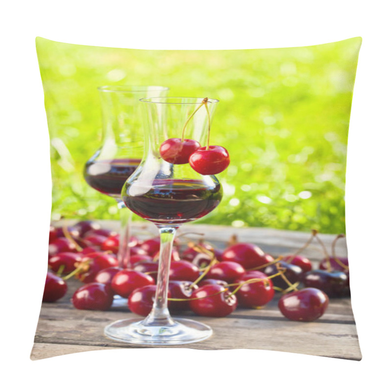 Personality  Glass Of Cherry Liquor And Juicy Berries  Pillow Covers