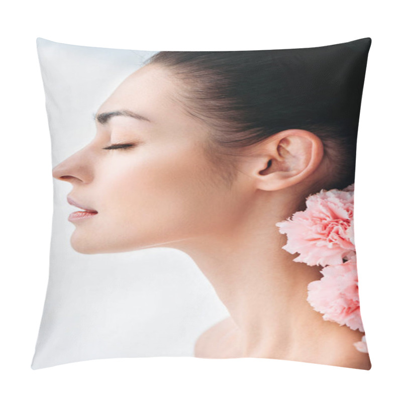Personality  Woman With Natural And Flowers Pillow Covers