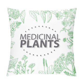 Personality  Vector Background With Medical Herbs  Pillow Covers