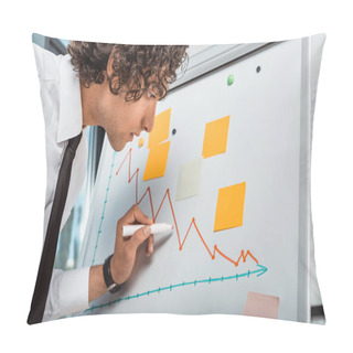 Personality  Businessman Drawing Graphic On White Board Pillow Covers