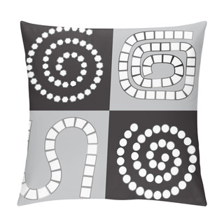 Personality  Abstract Futuristic Maze Set, Template For Children's Games, White Squares Black Contour On Grey Background. Vector Illustration Pillow Covers