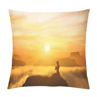 Personality  Woman Meditating In Sitting Yoga Position Pillow Covers