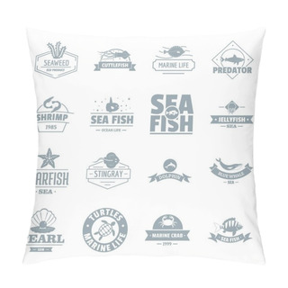 Personality Fish Sea Logo Icons Set, Simple Style Pillow Covers