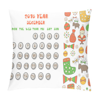 Personality  Cute Hand Drawn 2016 Year Calendar Pillow Covers