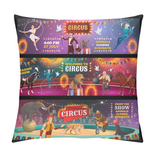 Personality  Circus Show Clown, Animals, Magician And Acrobats Pillow Covers