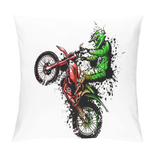 Personality  Motocross Rider Ride The Motocross Bike Vector Illustration Pillow Covers
