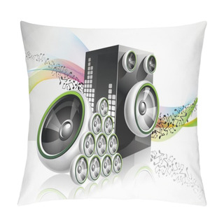 Personality  Abstract Vector Shiny Design With Speakers On Waves Background. Pillow Covers