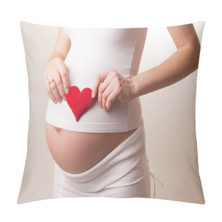 Personality  Pregnant Woman Put A Toy Heart Pillow Covers