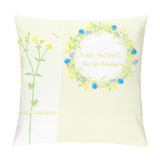 Personality  Wildflowers, Flower Wreath And Banner Pillow Covers