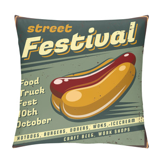 Personality  Fast Food Retro Emblem. Pillow Covers
