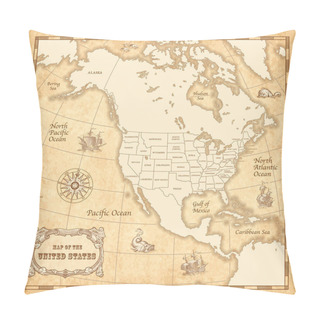 Personality  Vector Vintage US Map Pillow Covers