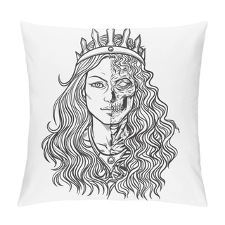 Personality  Hel Goddess Of Norse , Lady Of The World Of The Dead. Isolated On A White Background. Pillow Covers