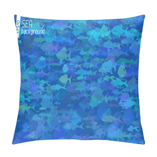 Personality  Blue Fish Background. Pillow Covers