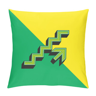 Personality  Ascending Stairs Signal Green And Yellow Modern 3d Vector Icon Logo Pillow Covers