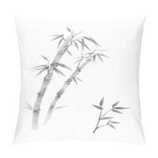 Personality  Illustration Of A Simple Bamboo Forest In Ink Painting Style Pillow Covers